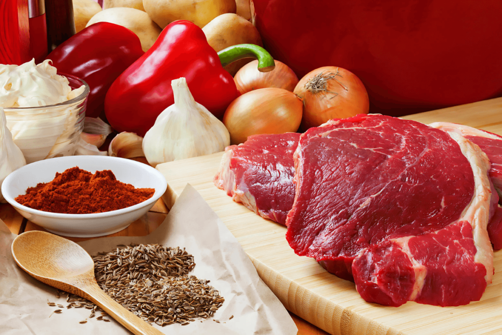 Ingredientes para Goulash de Carne. Goulash de Carne.