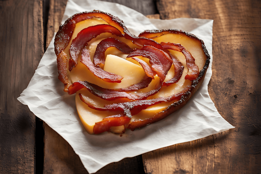 Maçã Coração com Bacon.
Bacon: receitas e dicas.